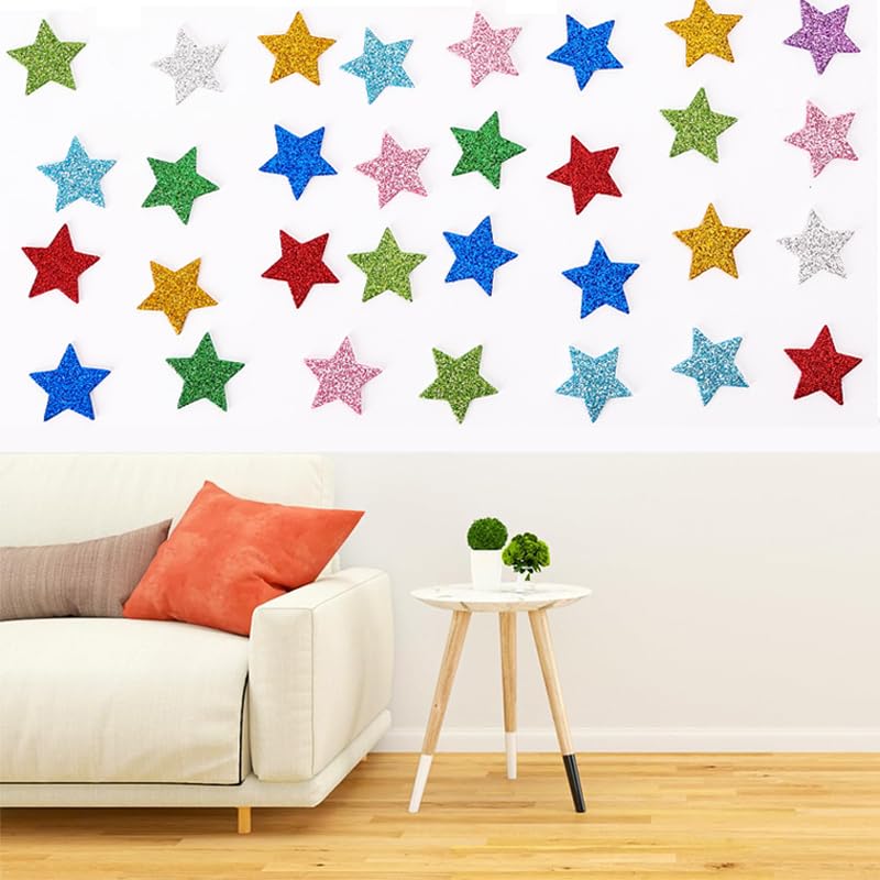 540 Pcs Glitter Foam Stickers, BetterJonny Colorful Self Adhesive Star Shape Glitter Sticker Star Foam Stickers DIY Posters, Scrapbooking, Making