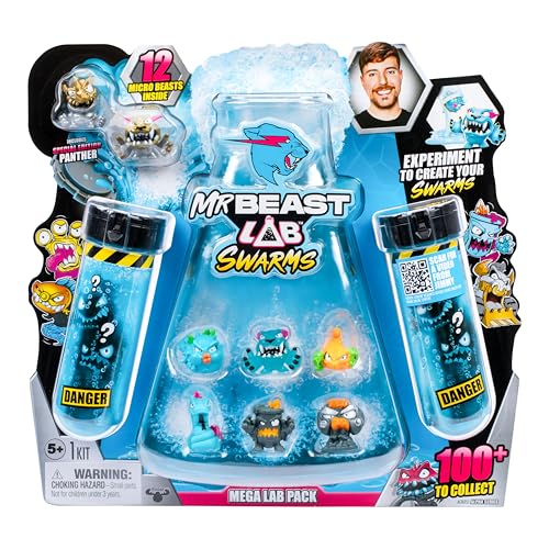 MrBeast Lab Swarms Mega Lab 12 Pk Chaos Chomper - Experiment by Adding Water, Shaking The Test Tube & Revealing 12pk of 1" MrBeast Collectible