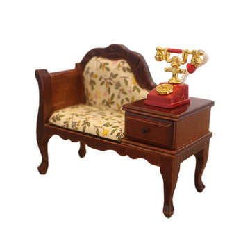 1/12 Scale Dollhouse Furniture Miniature Accessories Vintage Wooden Sofa