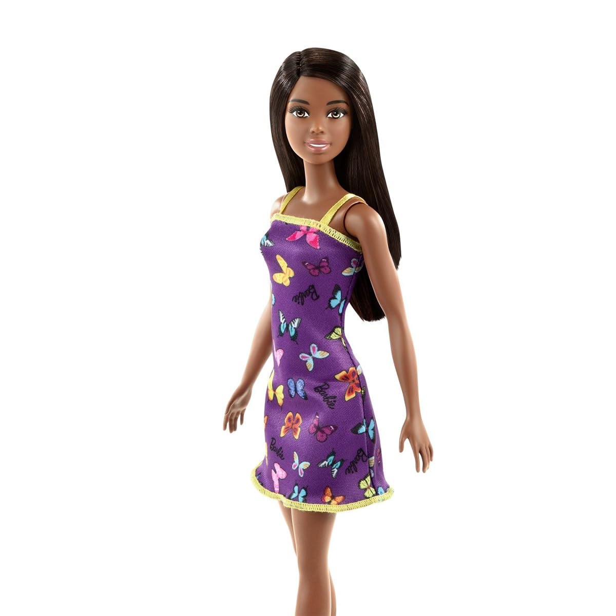 Barbie Doll (11.5 Inches) with Colorful Butterfly and Barbie Logo Print Dress & Strappy Heels, Ages 3 & Up