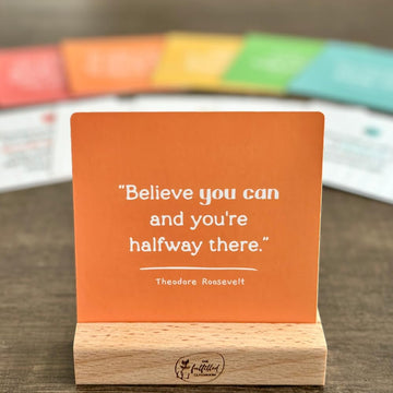 Conversation Cards for Teens - Motivational & Affirmation Quote Deck with Journal Prompts, Double-Sided with Display Stand | Therapy & Classroom