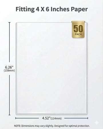 50ct 4x6 Toploaders - Ultra Durable Card Protectors for Postcard, Photos & Collectibles, Crystal Clear, Archival-Safe, Fits 4x6 Inch Sheet
