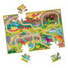 Melissa & Doug Dinosaur Adventure Tracks Cardboard Jigsaw Floor Puzzle and 2 Wind-Up Dinos - 48 Pieces, for Boys and Girls 3+