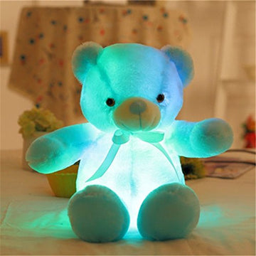 elfishgo Creative Light Up LED Inductive Teddy Bear Stuffed Animals Plush Toy Colorful Glowing Teddy Bear, 20- Inch(Blue)