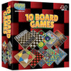 Gamie 10 Board Games Set, Classic Family Games for Kids and Adults, Includes 5 Double Sided Playing Boards with Backgammon, Chinese Checkers, Snakes