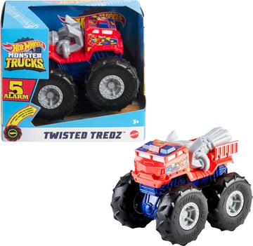 Hot Wheels Monster Trucks Twisted Tredz Vehicles, Creature-Themed 1:43 Scale Toy Truck with Pull-Back Motor & Giant Wheels, Gift for Kids Ages 3 Years