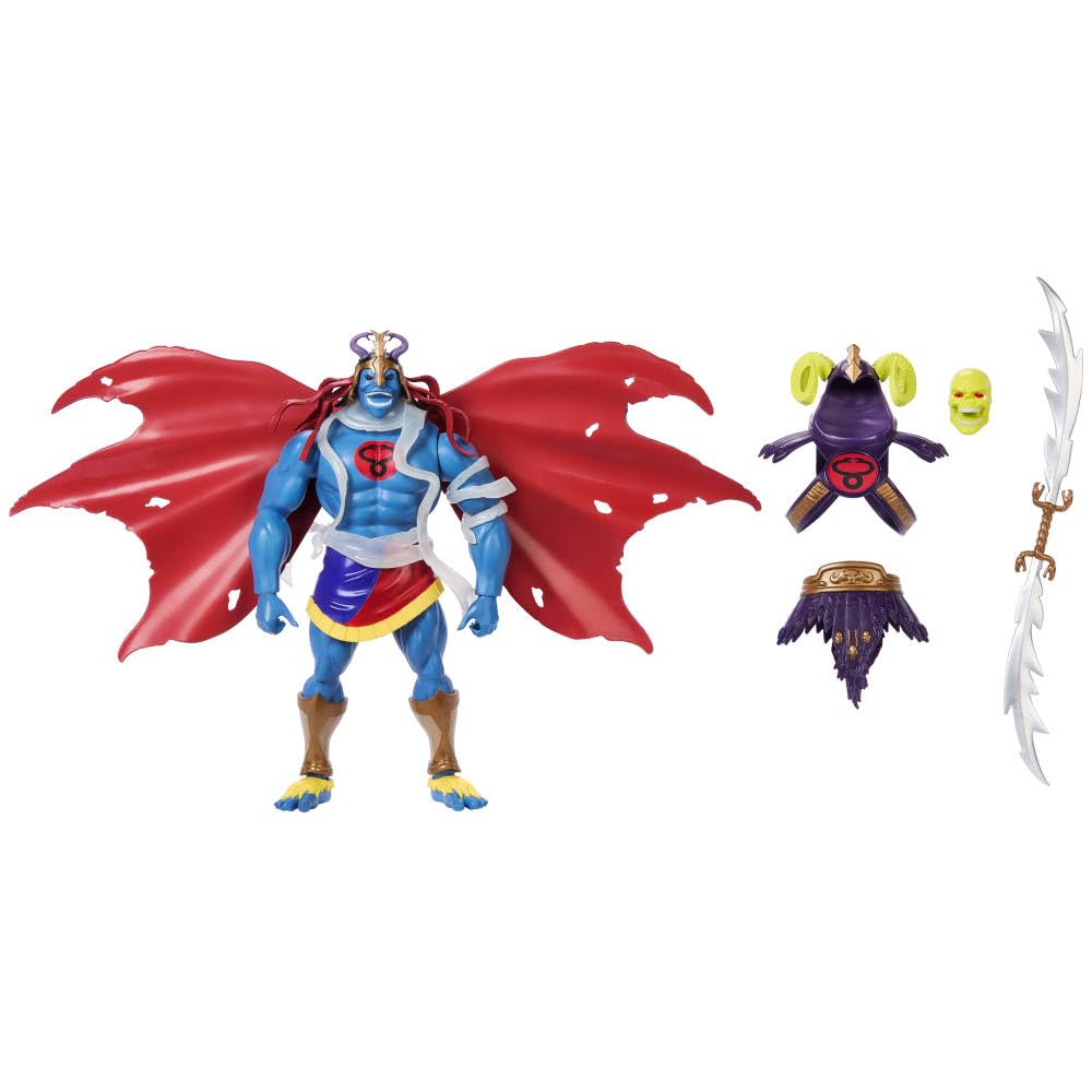 Masters of the Universe Origins X Thundercats Action Figure Skell-Ra, 1980s Skeletor & Mumm-Ra, 5.5-inch Posable, Sword, Swap Heads & Armor & Cape