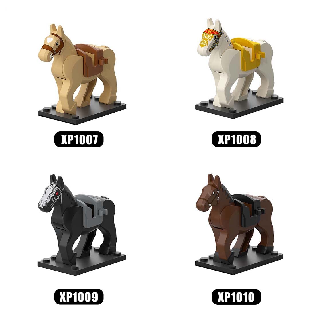 TopBrixx Custom War Horse Set, 10 Pcs Custom Horse Set for Minifigures, Compatible with Lego