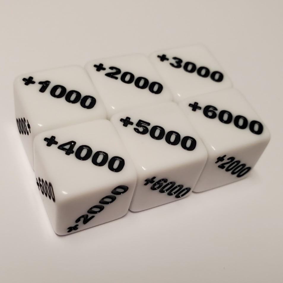 Positive +1000 to +6000 and Negative -1000 to -6000 Counter Dice Compatible with One Piece TCG