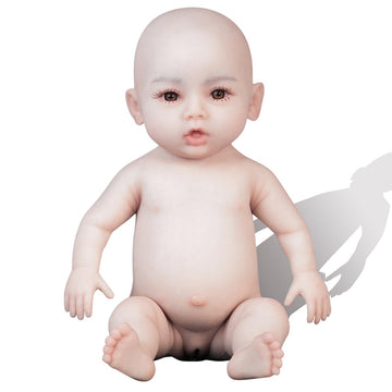 MRTOUMO 18.5 inch Full Silicone Baby Girl Lifelike Doll Newborn Baby Dolls Not Vinyl Material Reborn Doll (Ivory White)