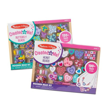 Melissa & Doug Sweet Hearts and Butterfly Friends Bead Set of 2-250+ Wooden Beads