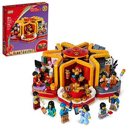 LEGO Lunar New Year Traditions 80108 Building Kit; Gift Toy for Kids Aged 8 and Up; Building Set Featuring 6 Festive Scenes and 12 Minifigures