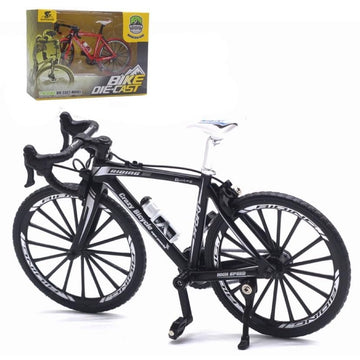 Creative Alloy Finger Bicycle 1:10 Miniature Simulated Bicycle Toys, Finger Racing Bicycle Handlebars Bent(Black)