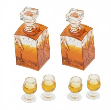 6-Piece 1:12 Scale Dollhouse Miniature Wine and Whiskey Bottle Set, Miniature Accessories Whiskey Wine Bottle Bar Model Convenient and Nice