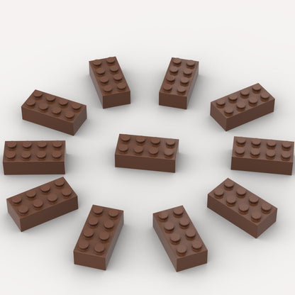 500 Piece Brown 2x4 Bricks Bulk, Classic Building Block Flat, Compatible with Lego Parts and Pieces, MOC Building Bricks DIY Play Set for Kids Age 6+