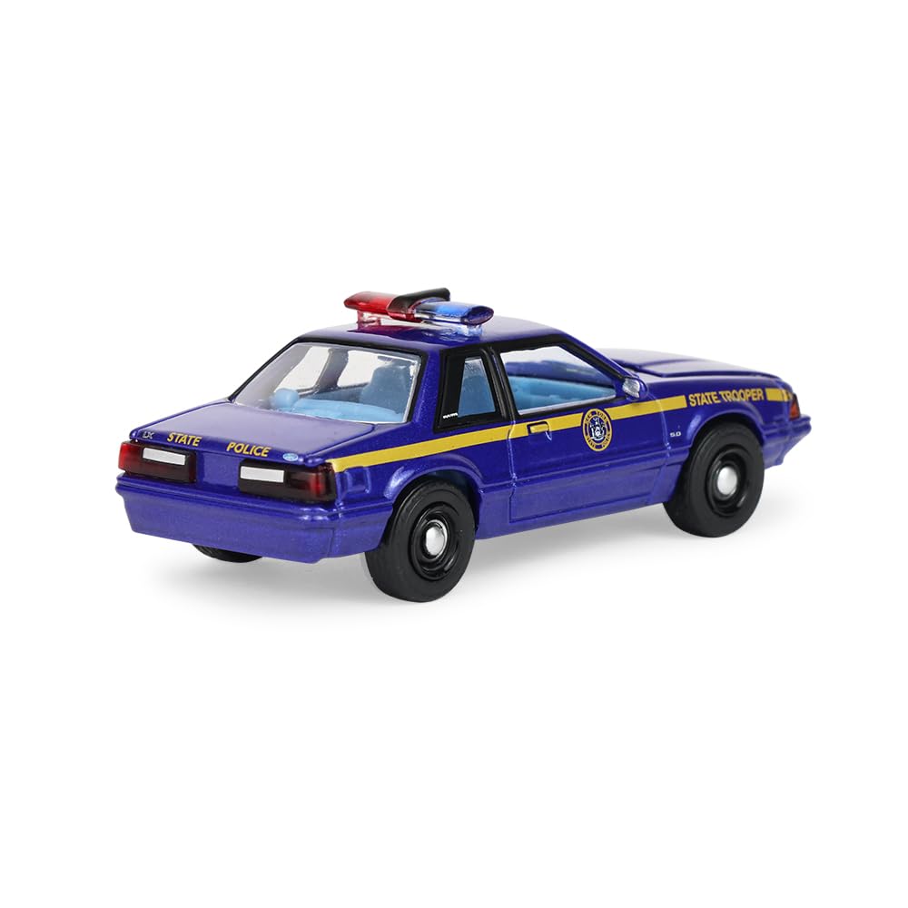 1988 "New York State Police Blue with Yellow Stripes and Blue Interior Hot Pursuit Series 8 1/64 Diecast Model Car by Greenlight 42650A