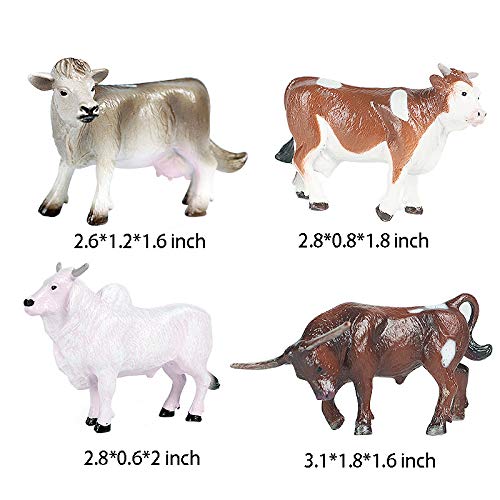 Hiawbon 12 Pcs Miniature Cattle Model Set Mini Cow Models Plastic Cattle Statues for Adult