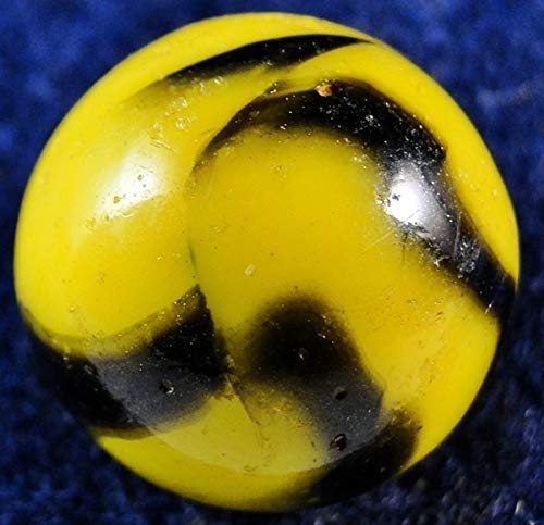 Big Game Toys~1X Bumble BEE Mammoth Marble 1 5/8" (42mm) w/Display Stand Glass Ball Large Huge Yellow Black Shooter Swirl