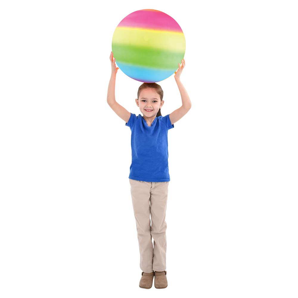 HOWBOUTDIS 18 inch Rainbow Playground Ball - Bouncy Durable Rubber - for Boys and Girls - Great Outdoor Fun - Perfect at the Beach, Park or Playground