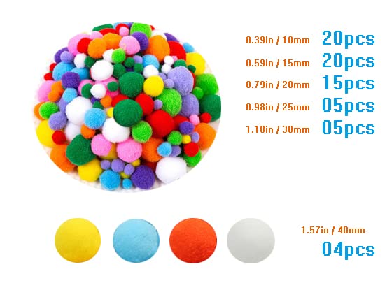 HoneyToys 720Pcs 24 Colors Creative Pipe Cleaners Chenille Stem 100Pcs Wiggle Eyes 69Pcs Pompoms 100Pcs Stickers, Pipe Cleaners Pompoms for Arts