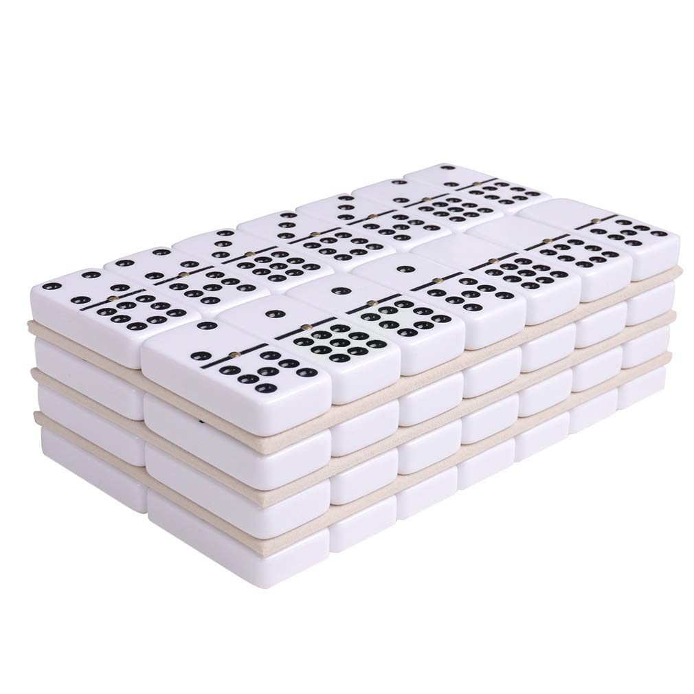 Silverman & Co. Double 9 Large White Domino Set - Blue Case