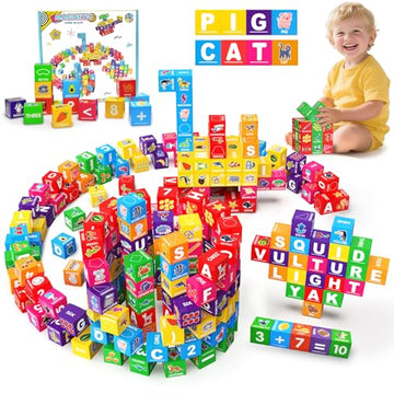 Magnetic Blocks for Toddlers 1-3, 1.4 inch Large Building Blocks Number ABC Learning Toys for 1 2 3 4 5+ Year Old Boys Girls Educational Montessori