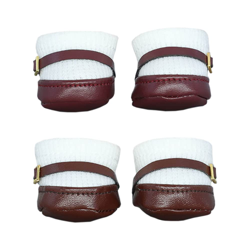 niannyyhouse 20cm Plush Doll Small Square Shoes Leather Shoes 8in Doll Accessories Dress Up (Wine Red+Brown)