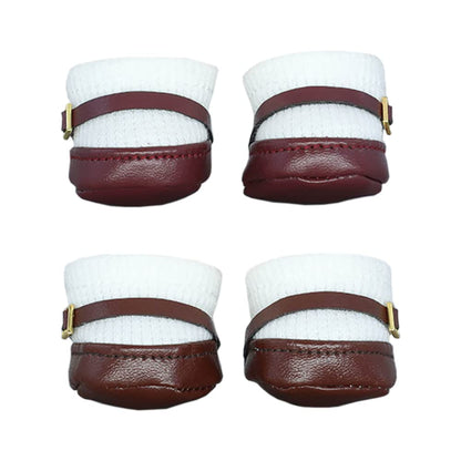 niannyyhouse 20cm Plush Doll Small Square Shoes Leather Shoes 8in Doll Accessories Dress Up (Wine Red+Brown)