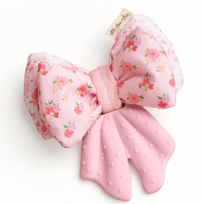 Itzy Ritzy Crinkle Teether Toy - Bow Teething Toy Includes Silicone, Velour & Crinkle Material - Features Multiple Textures for Teething Relief