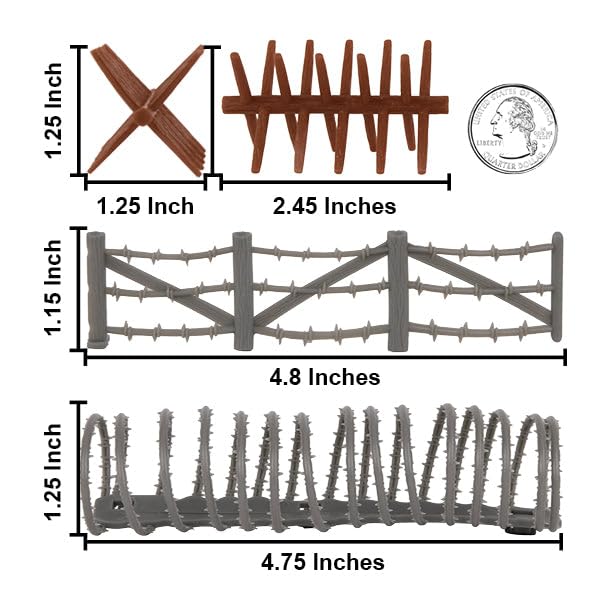 BMC CTS Concertina Barbed Wire Fence Barricade - 18pc Plastic Army Men Accessory