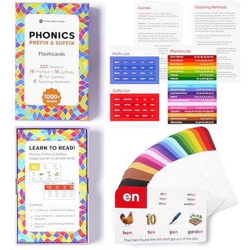 Award-Winning Phonics & Vocabulary Flash Cards (1000+ Words w/Prefixes, Suffixes & CVC) incl. Games & Visual Aids for Ages 4-8, Pre-K to 3rd Grade