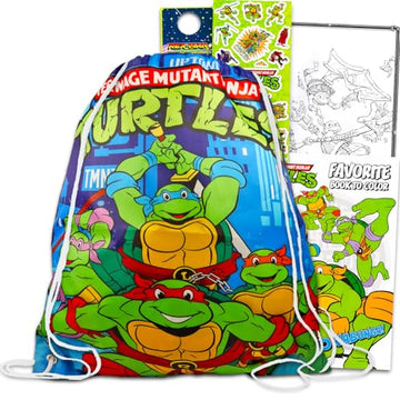 Teenage Mutant Ninja Travel Activity Kit for Kids w Drawstring Bag Bundle