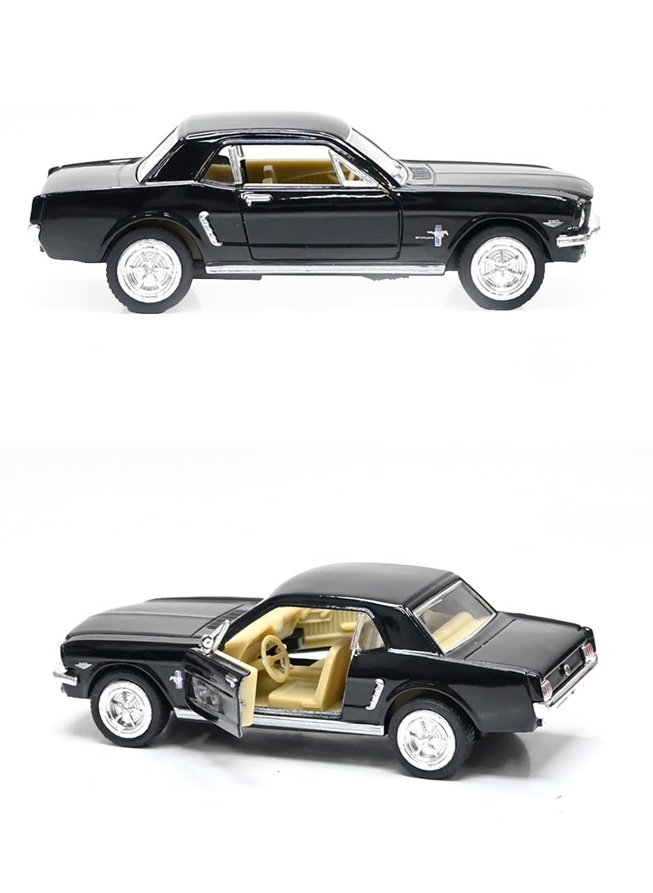KiNSMART 1964 1/2 Ford Mustang 1:36 Scale 5" Die Cast Metal Model Classic Toy Car (Black)