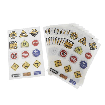 Easnea 10 Sheets Fun Road Tape for Car Toys, Traffic Sign Stickers for Playing and Learning, Perfect to Develop Your Kids Imagination and Memory - C
