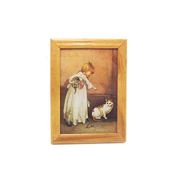SXFSE Dollhouse Decoration Accessories, 1:12 Doll House Miniature Painted Wooden Frame Mural Accessories(Brown)