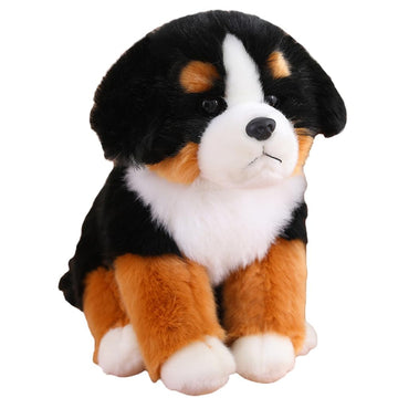 JIANEEXSQ Realistic Bernese Mountain Dog Stuffed Animal, Lifelike Bernie Mountain Dog Plush Toy Doll, Birthday Gift Decor