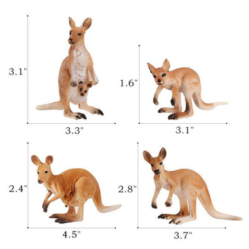 4PCS Safari Animal Figurines, Cake Topper, Toy Animals for Kids with Kangaroos