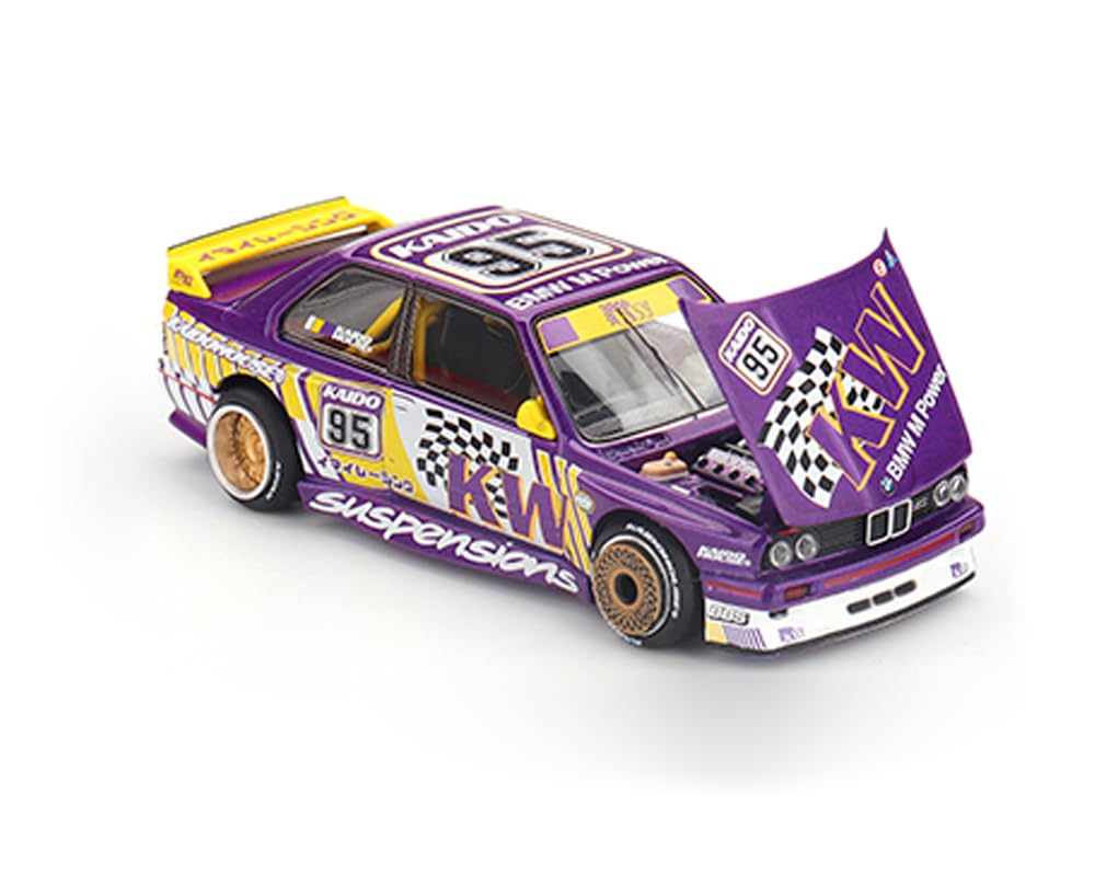 MINI GT M3 Kaido KW V1#95 Purple and Yellow with Graphics (Designed by Jun Imai) Kaido House Special 1/64 Diecast Model Car KHMG194