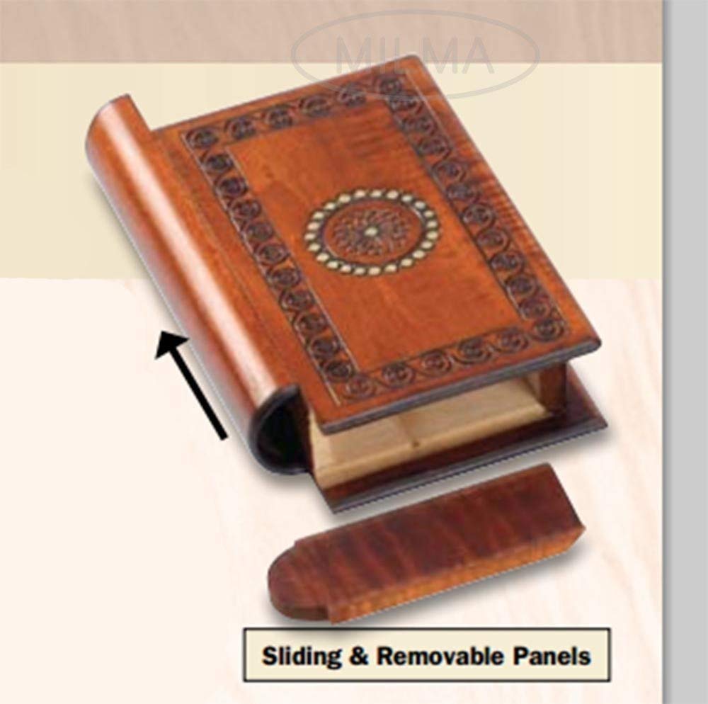 Book Style Wood Puzzle Box Polish Handmade Secret Trick Wooden Box Jewelry Box