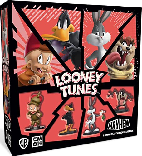 CMON Looney Tunes Mayhem Board Game | Strategy Game Based on The Hit TV Series | Team-Based Combat Game for Adults and Kids | Ages 10+ | 2-4 Players |