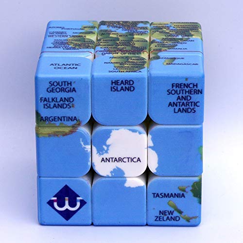 World Map Design 3X3X3 Speed Cube,Geography Learning Puzzle Toy