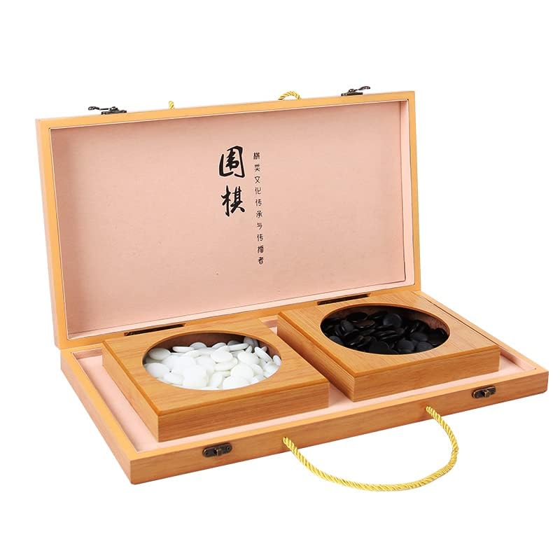 19 x19 Folding Go Bowls and Imitation Jade Go Pieces - Classic Strategy Board Game (Weiqi)