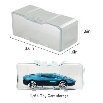 40 Pcs 1/64 Scale Toy Car Display Case for Hot Wheels, Matchbox, Model & Mini Cars - Clear Acrylic Storage Organizer with Snap-On Dust Cover for