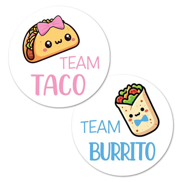 Fiesta Taco or Burrito Gender Reveal Stickers - 40 Labels (20 of Each Design)