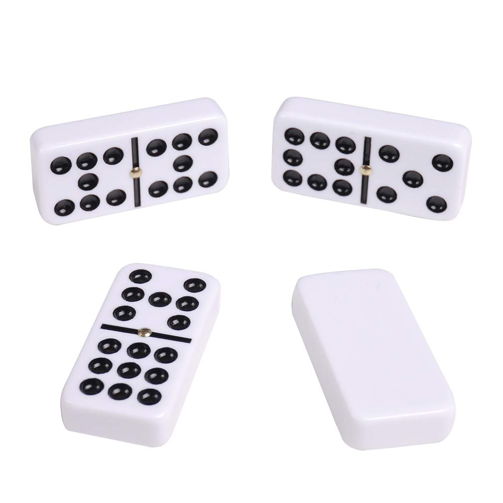 Silverman & Co. Double 9 Large White Domino Set - Brown Case