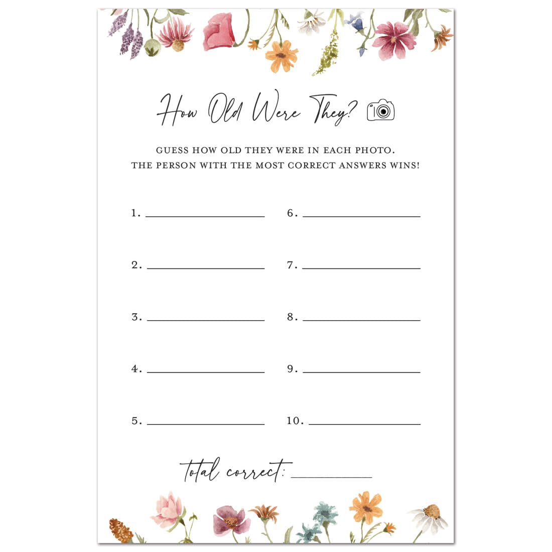InvitationHouse Bright Floral How Old Were They Card - Set of 48