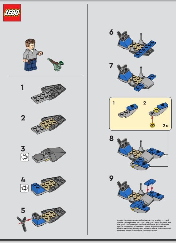 LEGO Jurassic World: Owen Grady Minifigure with Swamp Speeder and Alan Grant with Dino Bones