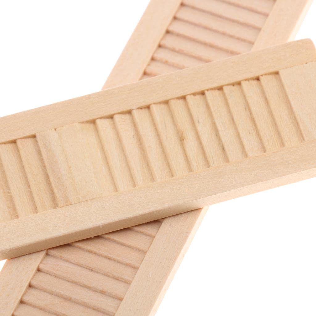 DYNWAVE Handmade 1/12 Dollhouse Furniture Wood Shutters Window, Pack of 4 Pairs, Miniatures Accessories Hands