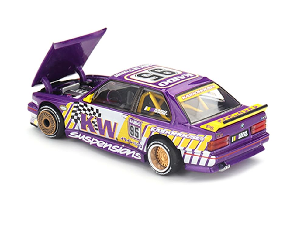 MINI GT M3 Kaido KW V1#95 Purple and Yellow with Graphics (Designed by Jun Imai) Kaido House Special 1/64 Diecast Model Car KHMG194