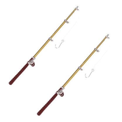 2Pcs 1/12 Miniature Fishing Pole Dollhouse Decoration Accessories, DIY Doll House Decor Kit